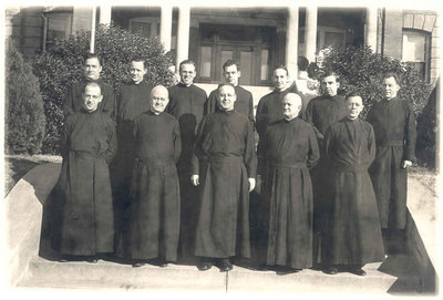 Argentine Jesuits in an undated photo with today's Pope Francis at the lower left corner.jpg